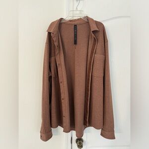 LULULEMON Soft Knit Overshirt In Heathered Roasted Brown (XL)